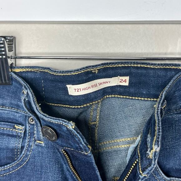 Levi’s 721 High Rise Dark Wash Skinny Jean Size 24 - Picture 5 of 7